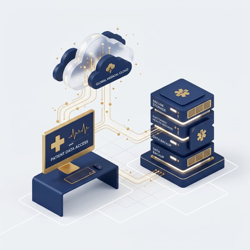 IT and EHR solutions infrastructure illustration